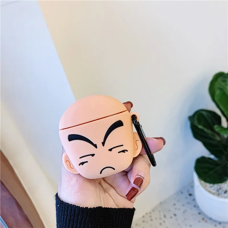 Kuririn 3D Dragon Ball Son Goku чехол для Airpods 1 2 Милые силиконовые аксессуары Bluetooth чехол для наушников Защитный чехол с брелоком - Цвет: Kuririn