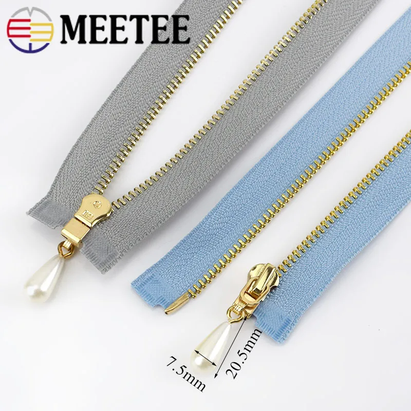 Meetee 2/5 шт. 40-70 см 3# металлическая молния с открытым концом автоматической блокировки Золотая жемчужина слайдер DIY сумки кошелек одежды Декор застежкой-молнией швейная фурнитура
