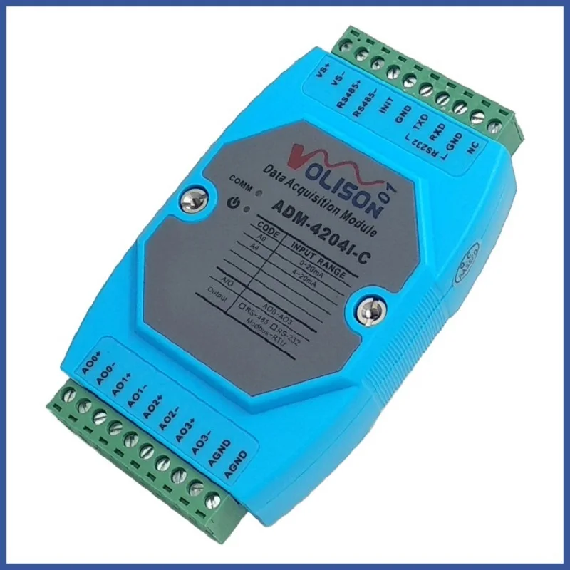 ADM-4204I-C 4-х канальный аналоговый выход модуля 485 аналоговый 4-20mA сигнала DA модуль с протоколом MODBUS RTU ptz-камеры