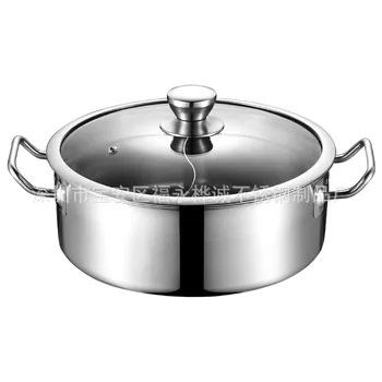 

304 Stainless Steel pots thickened two-way griddle home business induction cooker mandarin duck hot pot in clear soup cookware