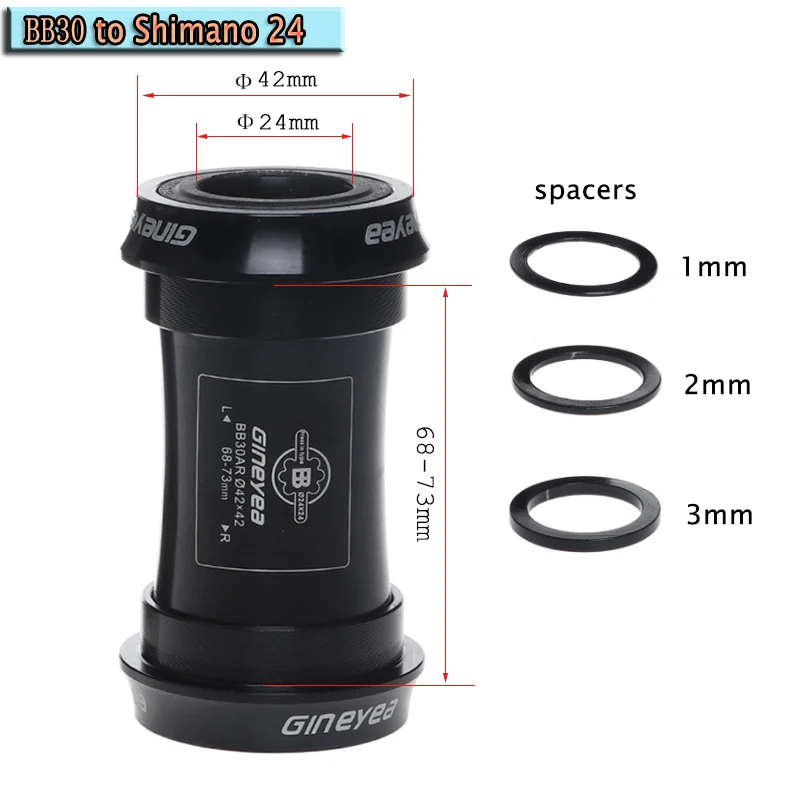 BB30 to Shimano 24 Gineyea BB30 PF30 Нижний кронштейн керамические подшипники пресс-подходят для MTB шоссейного велосипеда запчасти подшипник 24 22 мм углеродный горный велосипед BB наборы - Цвет: BB30 to Shimano 24