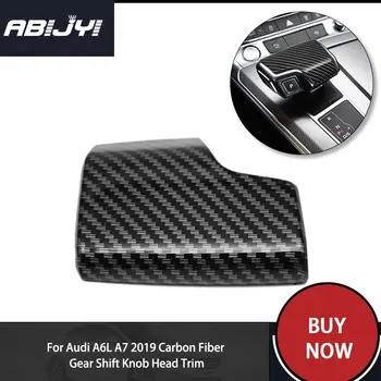 

Car Styling Car Interior Round Gear Shift Head Knob Cover Carbon Fiber Texture Fit For Audi A6L A7 2019 Gear Shift Head Knob