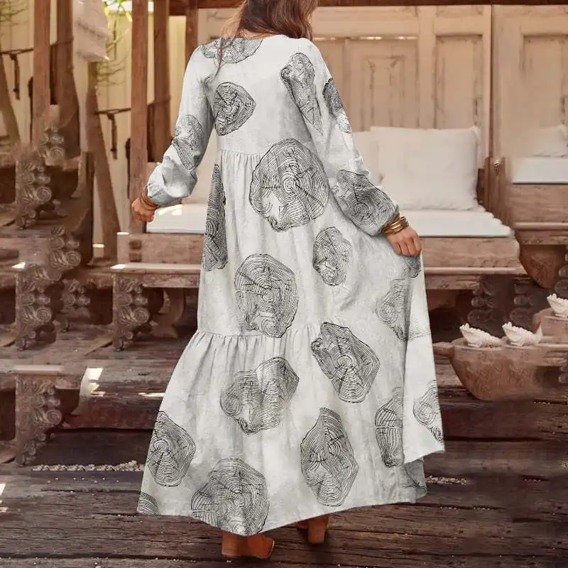 Autumn Long Sleeve Long Maxi Dress WomenPlaid Dress ZANZEA 2020 Casual Summer Sundress Loose Fashion Vestidos Party Robe
