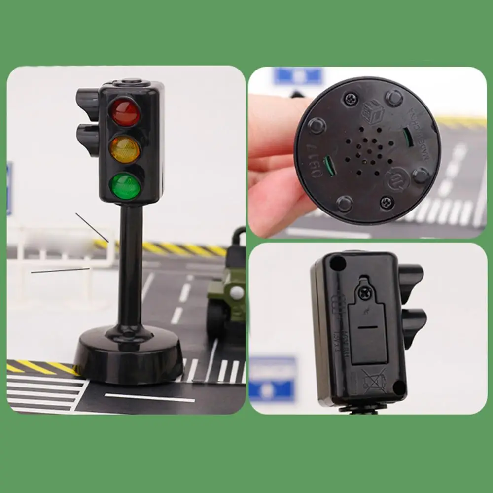 Simulation Traffic Light Model Stoplight Crosswalk Signals with LED Music kids Pretend Play Toys