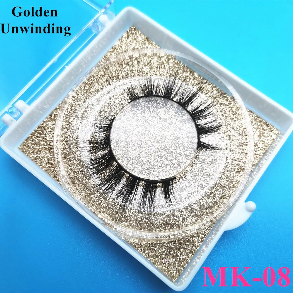 

Golden Unwinding MK-08 makeup lash short mink eyelashes custom box 8-15mm natural long false eyelashes 3d mink lashes vendor