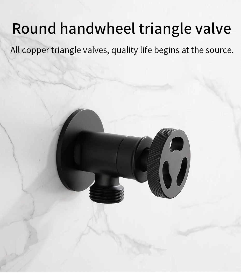 Description Picture 3 of itemFaucet Replacement Parts 1/2" x 1/2" Black Brass Angle Stop Valve Filling For Faucet and Toilet Triangle Valves Water Stop20J01R