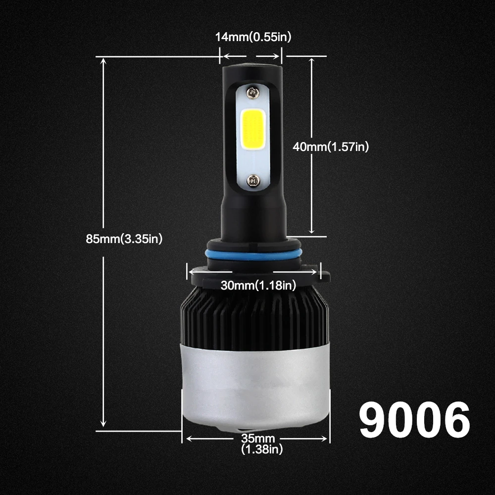 1 пара автомобиля светодиодный фары лампы 9000LM 72W фары для 6500K белый COB светодиодный H1 H3 H4 H7 H11 9005 9006 D40 - Испускаемый цвет: 9006