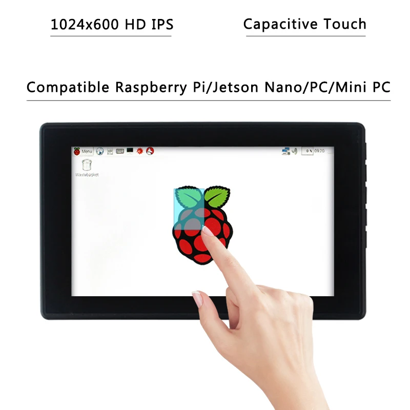 7 дюймов Raspberry Pi 4B/3B+/3B сенсорный экран 1024x600 ips ЖК-дисплей с Чехол-держателем OSD меню совместимый Jetson Nano PC ноутбук