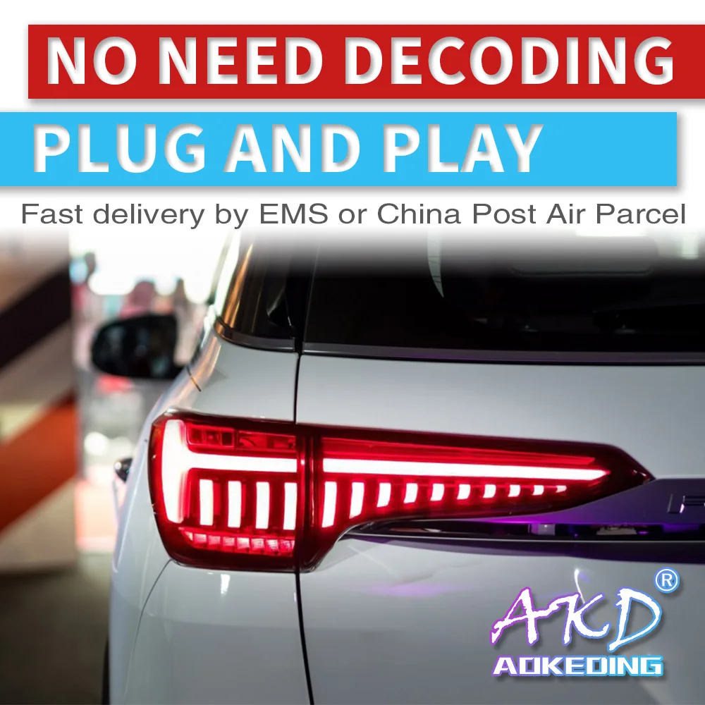 

dynamic Video Car Styling for Fortuner Taillights 2017~2019 year for Fortuner LED Tail Lamp+Turn Signal+Brake+Reverse light