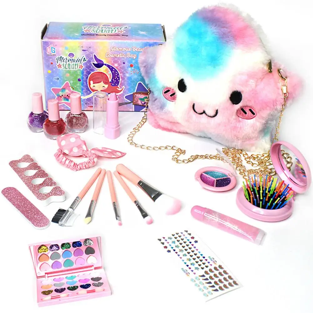 Casa de juego conjunto lavable cosméticos maquillaje de juguetes Set de maquillaje para niños juguetes belleza Mini caja lavable Real de los niños caja de cosméticos