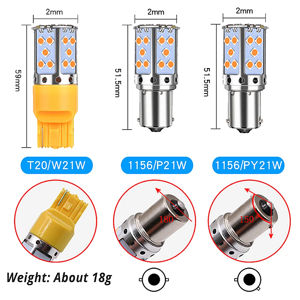 1PCS P21W LED 1156 BA15S PY21W BAU15S 35SMD Car Reserve Lamp Auto Styling Brake Light Turn Signal Bulb 12V License Plate Lights