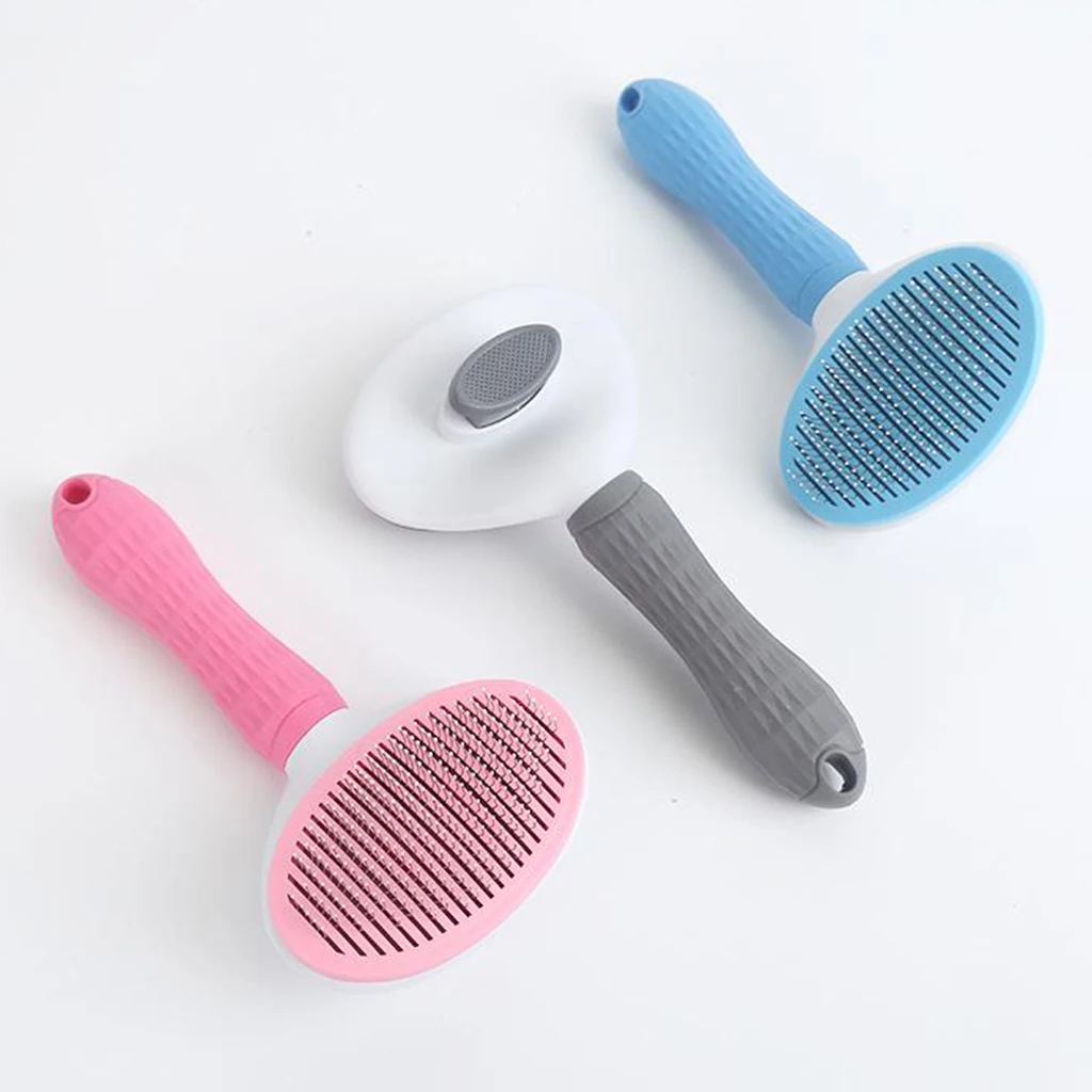 Dog Neat Slicker Grooming Brush Professional Self Cleaning Button Strong Blue