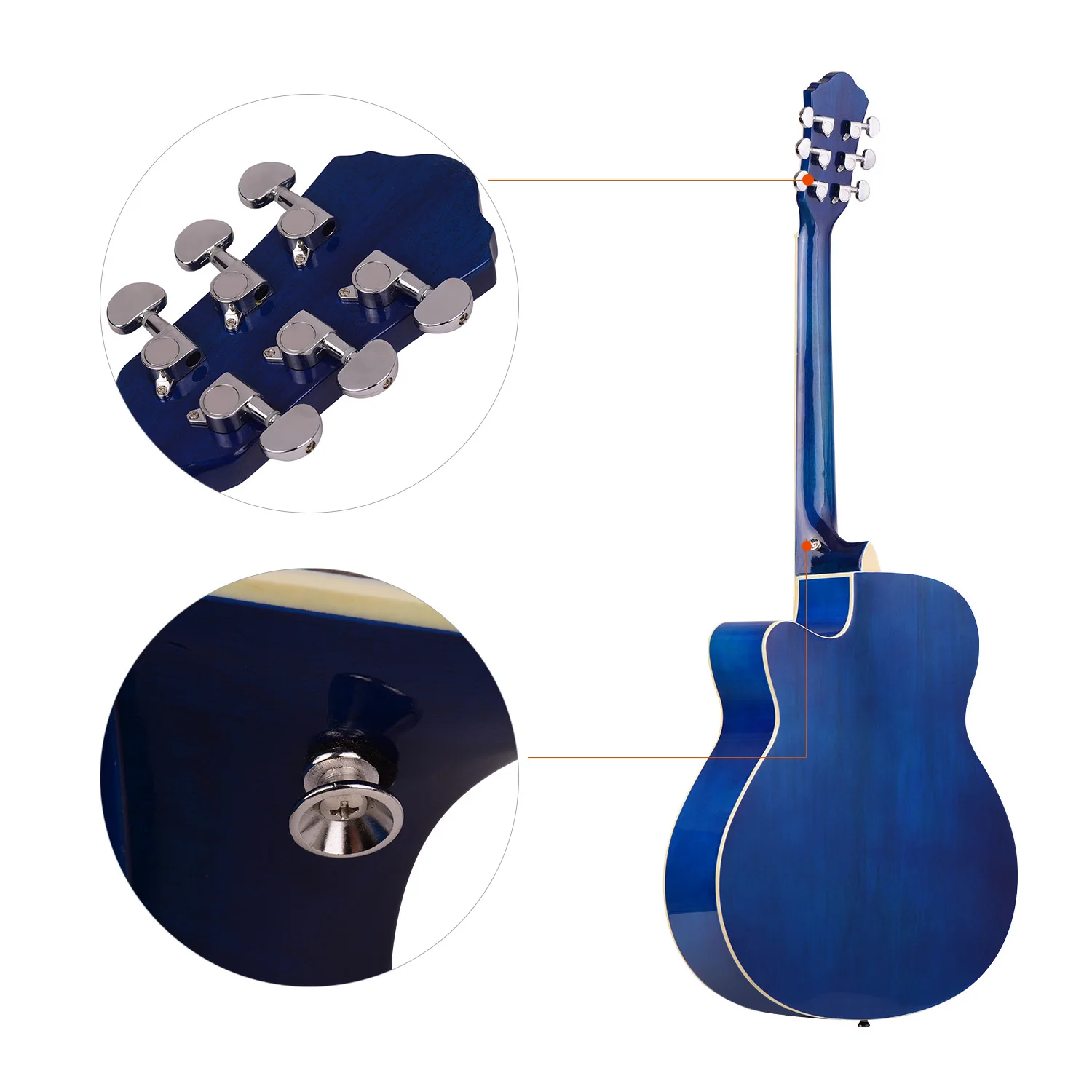 40 дюймов Cutaway народная гитара 6 струн Липа с ремешком Gig Bag Capo медиаторы для гитары