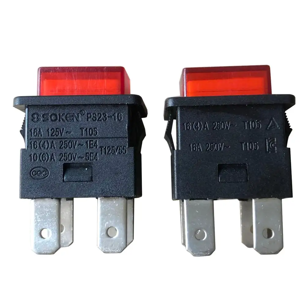 Interruptores de Botão de Pressão de Travamento Interruptor de Botão para Aspirador de pó com Lâmpada Pces Soken Automático 4 Pinos 250 v 16a Tomada Tira 2 Ps23-16