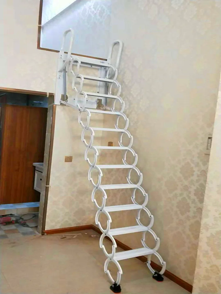 Indoor and is suing wall hanging folding ladder extension ladder villa small stretch of stairs wall