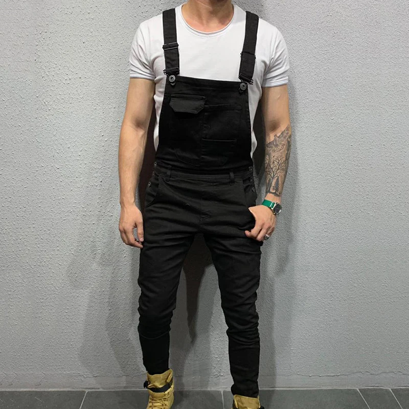 Модные мужские рваные джинсы Комбинезоны High Street Distressed Denim bib Комбинезоны для мужчин брюки на подтяжках Размер S-XXL