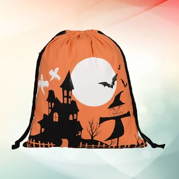 

2 Pcs Halloween Candy Bags Castle Pattern Elements Creative Treat Bags Drawstring Bags for Teenagers Children Kids