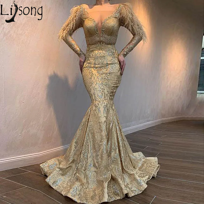 Mermaid Evening Dress Long Sleeve Lace 