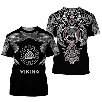 

2020 Fashion Men summer 3D Printed Viking Tattoo t shirt tees shorts sleeve Apparel Unisex Norse cosplay t-shirt tops