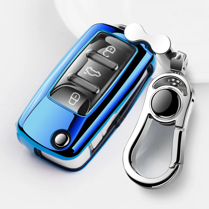 Portachiavi con custodia completa per chiave a distanza per auto in TPU per Volkswagen VW Bora POLO GOLF TIGUAN Passat Jetta Beetle Skoda portachiavi - H2f32c1b5ebd24e97912fe8d9098e1755C