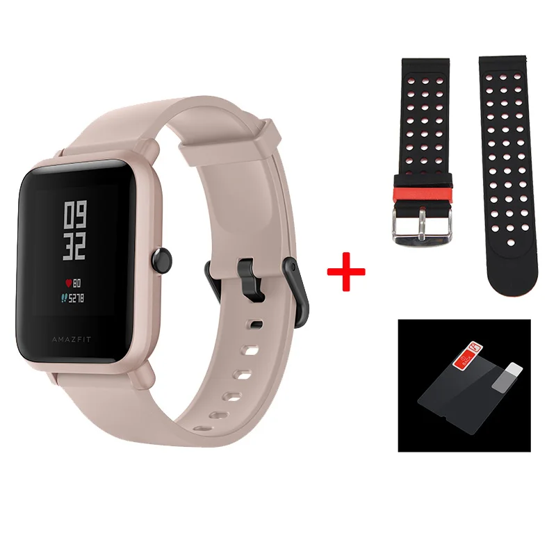 Английская версия Huami Смарт-часы Amazfit Bip Lite 45 дней Срок службы батареи 3ATM сердечный ритм Amazfit Bip Lite Часы Android iOS - Цвет: pink and black
