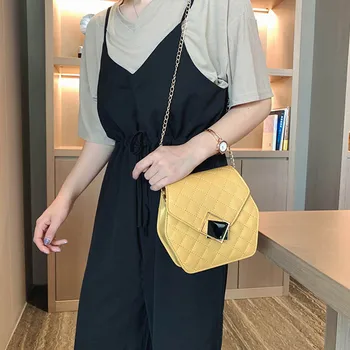 

Woman Bag Diamond-shaped embroidered line shoulder bags female chain wild single shoulder slung small square bag