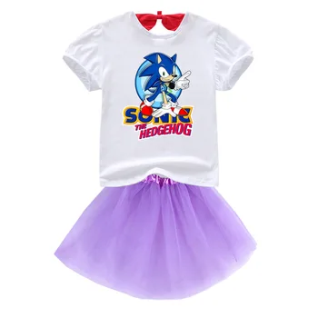 

2-9Y Toddler Girls Sonic The Hedgehog Clothing Set Kids Birthday Romper T Shirt Tutu Dress Halloween Christmas Clothes Costume