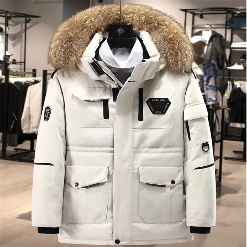 

-20 Degree Winter Down Parka Jackets Women Duck Down Parkas Coats Large Fur Collar Thicken Outerwear Mens Snow Overcoat M-3XL