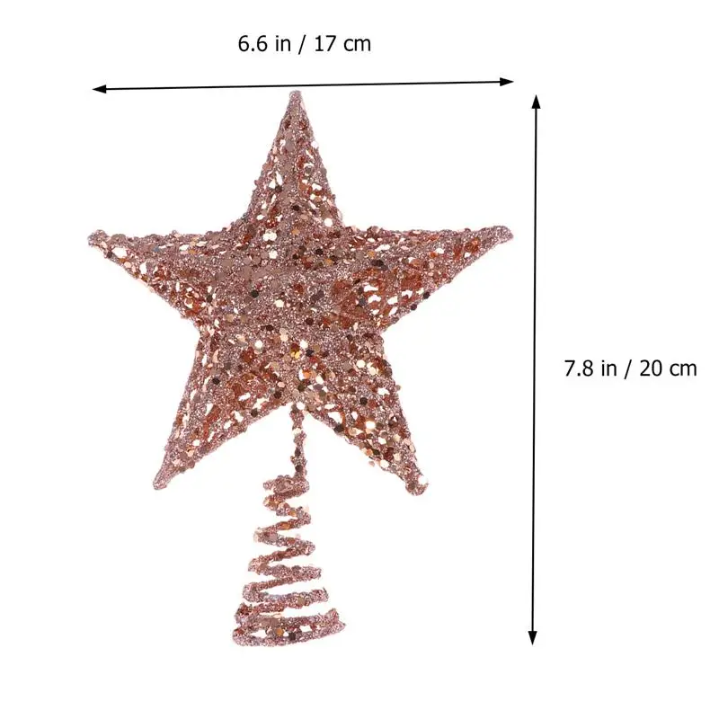 Украшение для рождественской елки с изображением железной звезды сверкающие украшения для рождественской елки топперы для рождественской елки 25 см(розовое золото - Цвет: as pic shown