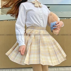 [Floating Moonshine] Girl's Summer Short/Long High Waist Pleated Skirts Plaid Skirts Women Dress For JK School Uniform Students