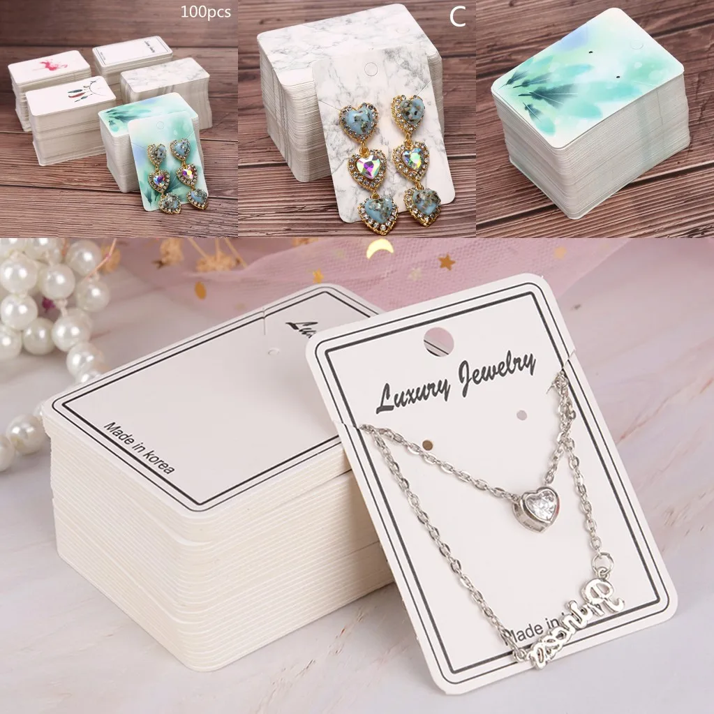 

100pcs/Set 5 Styles Earrings Display Cards Jewelry Paper Organizer Tags DIY 5*7cm Earring Stud Packing Card Drop Shipping