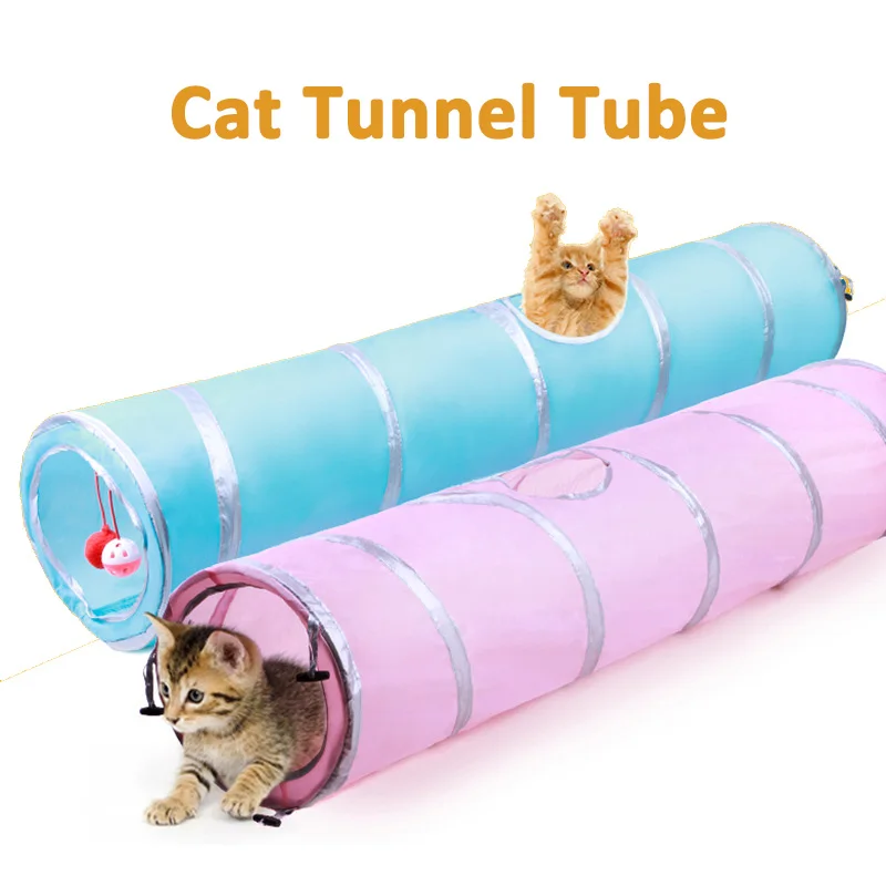 

Pet Cat Tunnel Tube 2 Colors Collapsible Crinkle Kitten Puppy Play Cat Tunnel for Kitten with Ball Tubes Cat Toys Supply