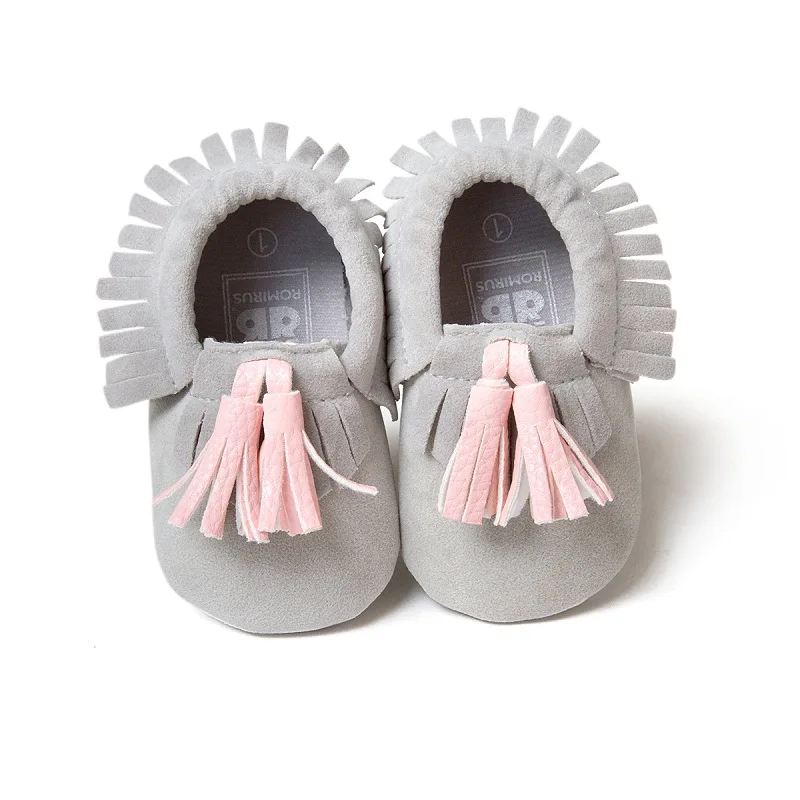 Мокасины с бахромой для малышей, для девочек, искусственная кожа, бант, весна-осень, обувь для новорожденных, мягкая кожа, удобная детская обувь - Цвет: fringe pink
