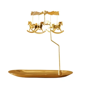 

Tray Rotating Candlestick Aromatherapy Candle Metal Romantic Revolving Scenic Lantern Windmill Decoration Birthday Gift