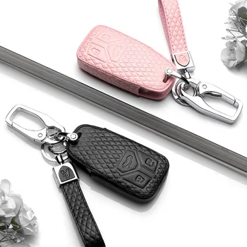 

High quality Genuine Leather Remote Control Car Key Case wallet Bag Cover For Audi Q7 A4L TT