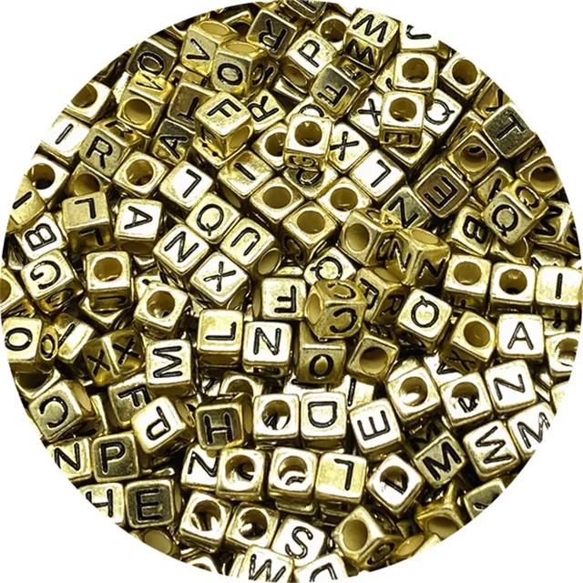 100pcs 6mm Mixed Square Alphabet Letter Beads Charms Bracelet Necklace For Jewelry Making DIY Accessories 07