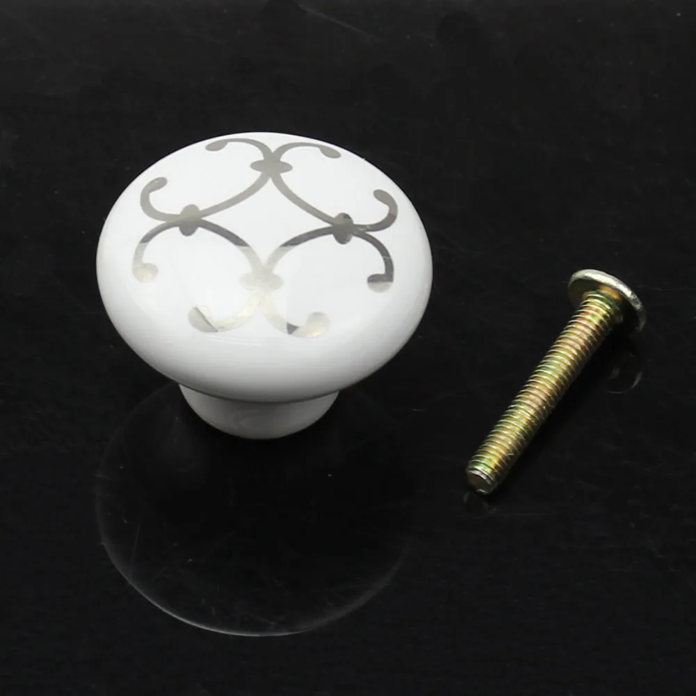 

Silver Flower Ceramic Handle Pull Knob for Cabinet Cupboard Wardrobe Drawer Door D0AC