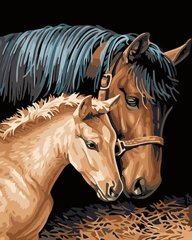 

painting by numbers diy hand Big horse and small horse oil picture paints by number acrylic paint Wall Decor pictures