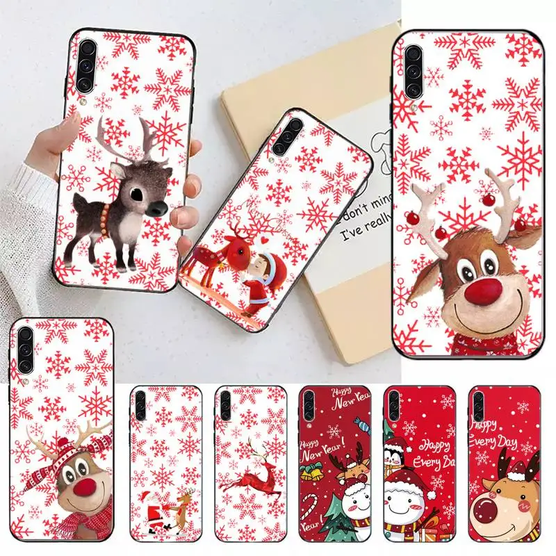 

Cute christmas Deer snowflake Santa Claus Phone Case For Samsung galaxy S 7 8 9 10 20 edge A 6 10 20 30 50 51 70 note 10 plus