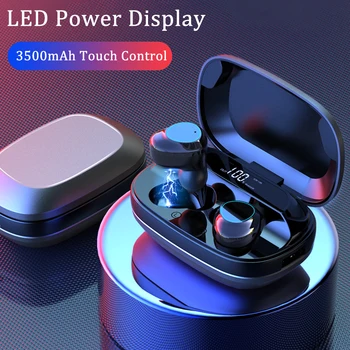 

Bluetooth Earphone Wireless Headphones Touch Control Earbuds IPX7 Waterproof 3500mAh Charging Box LED Display With Microphone