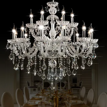 

Crystal Clear 6/8/10/12/15/18 Chandelier Home living room bedroom study lighting Hotel restaurant cafe Lighting Fixtures
