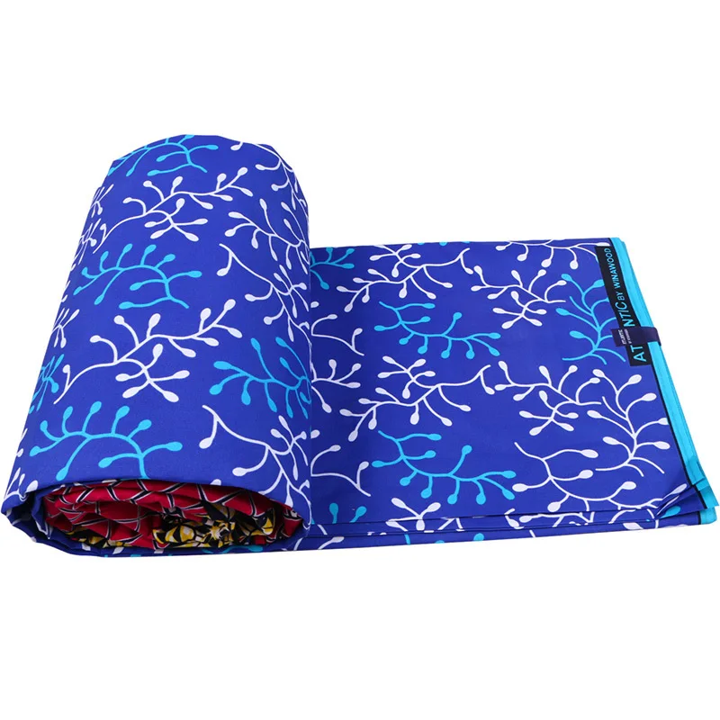 african fabric polyester ankara african wax Yellow&Blue Floral prints fabric wax for dress