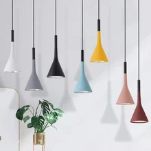 Lampe suspendue nordique en aluminium E27, 7 couleurs, Luminaire décoratif d'intérieur, idéal pour une salle à manger, un Restaurant ou une cuisine