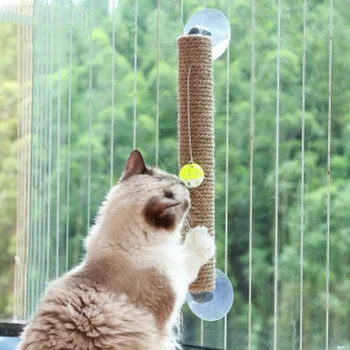 

Cats Scratch Column Grinding Device Sucker Cats Climbing Frame Anti-Scratch with Bell Ball Toy BDF99