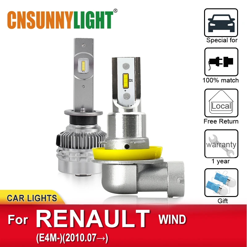 

CNSUNNYLIGHT LED Car Headlight Bulbs No Error Light For RENAULT WIND E4M From 2010.07 High Low Beam Lamps Car-Styling Headlamps