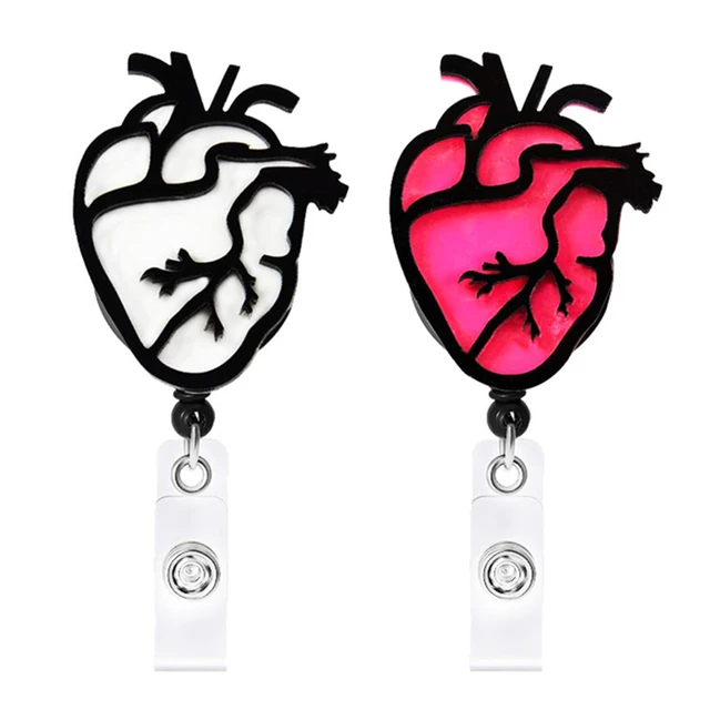 Heart Shape Retractable Nurse Badge Reel Clip Badge Holder