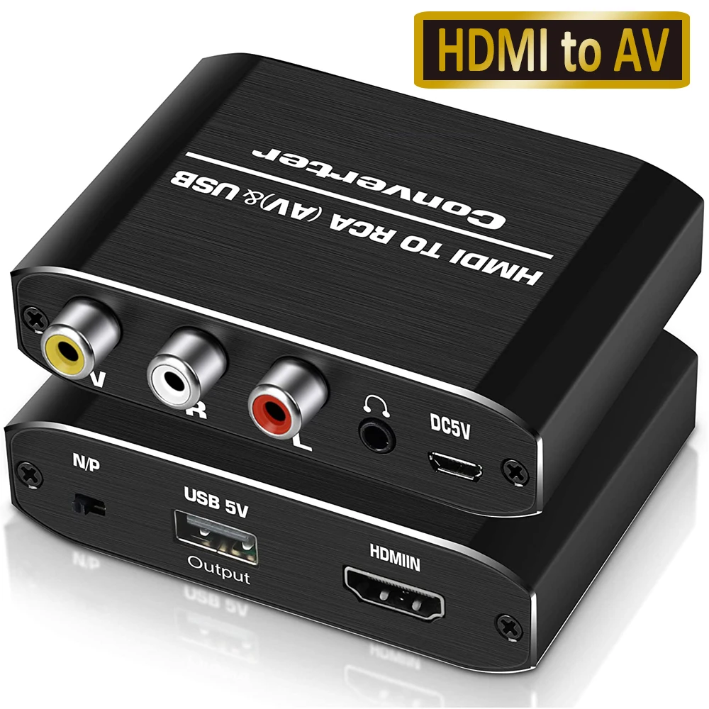 Navceker HDMI-совместимый к RCA преобразователю AV/CVSB L/R видеобокс HD 1080P 1920*1080 60 Гц HDMI2AV