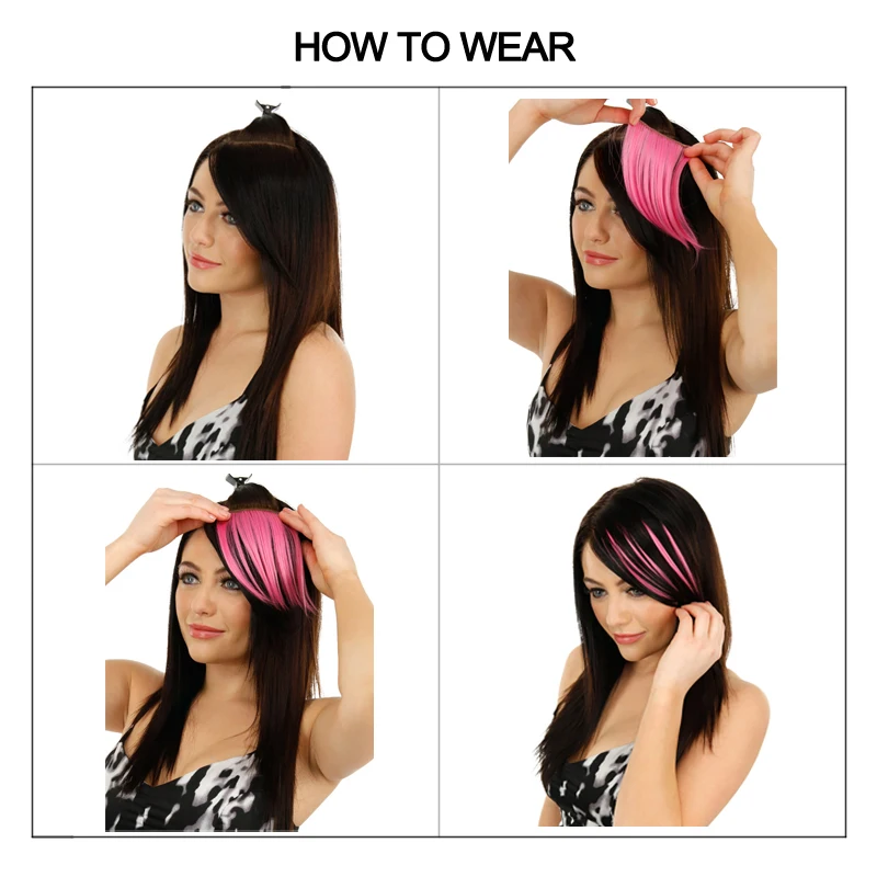 Colorful Synthetic Hair Pieces Clip In on Front High Temperature Fiber Hair Bangs Extensions Accessories for Women hair extensions
