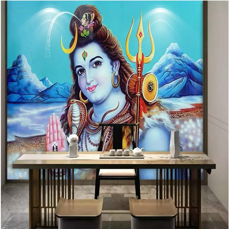 Custom 3d Religious Mural Wallpapers 3d Indian Shiva Landscape Painting For Temple Buddhist Temple Background Wall Paper 3d Wallpapers Aliexpress