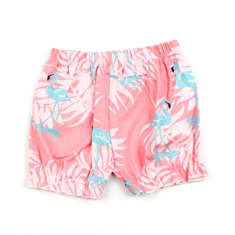 Для маленьких девочек, шорты, летние шорты для мальчиков; хлопковые детские шорты детские Пляжные шорты Одежда для детей, рубашка с изображением фламинго, одежда для малышей брюки для девочек - Цвет: Розовый